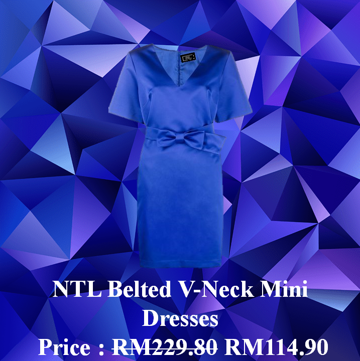 NTL Belted V-Neck Mini Dresses