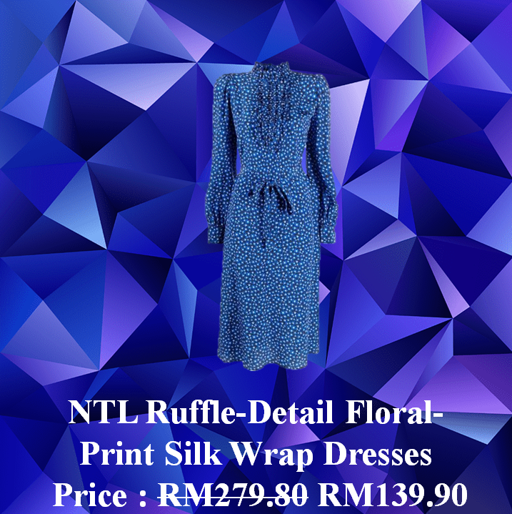 NTL Ruffle-Detail Floral-Print Silk Wrap Dressses