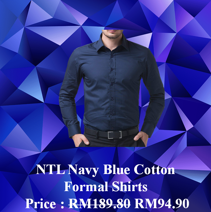 NTL Navy Blue Cotton Formal Shirts