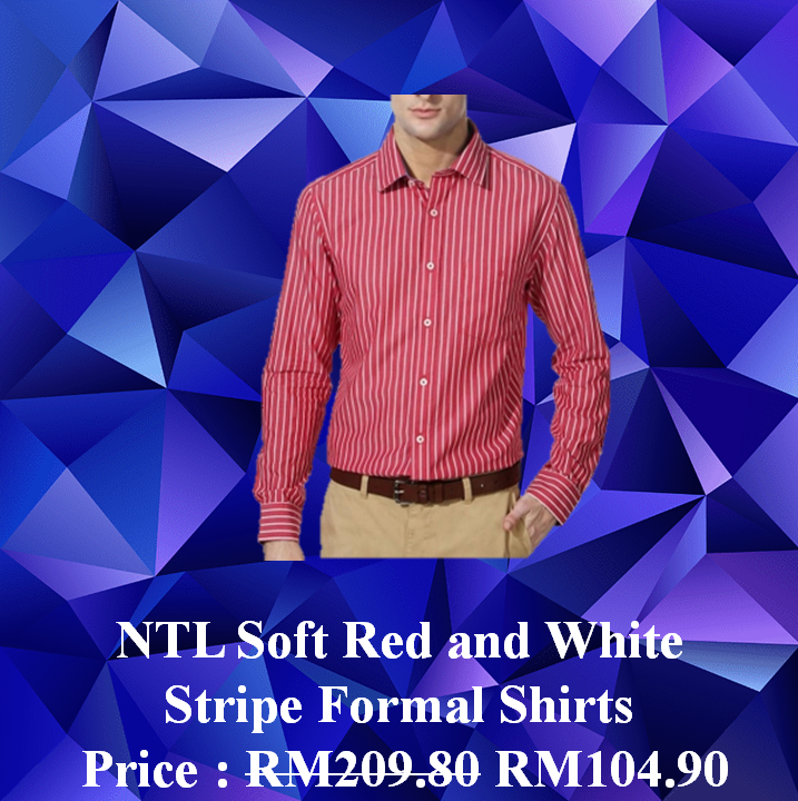 NTL Soft Red and White Stripe Formal Shirts