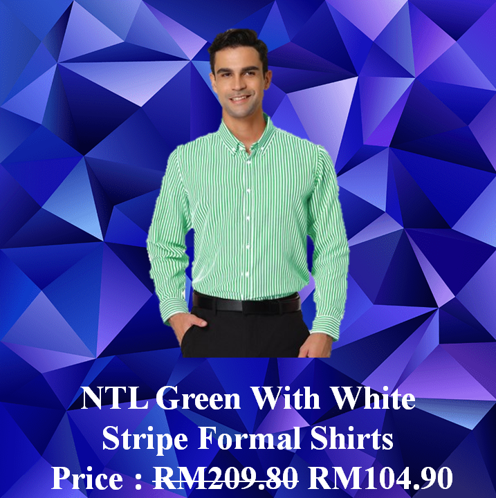 NTL Green With White Stripe Formal Shirts