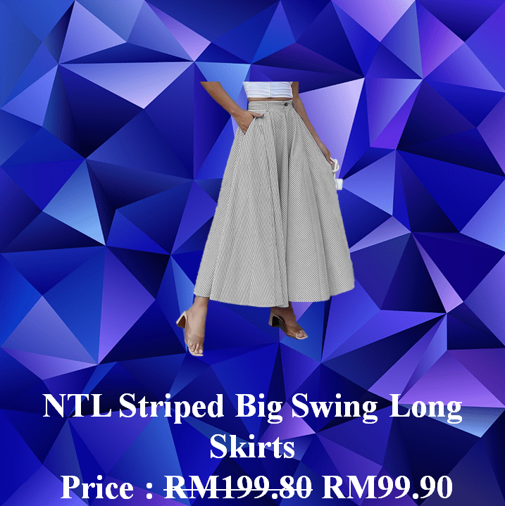 NTL Striped Big Swing Long Skirts