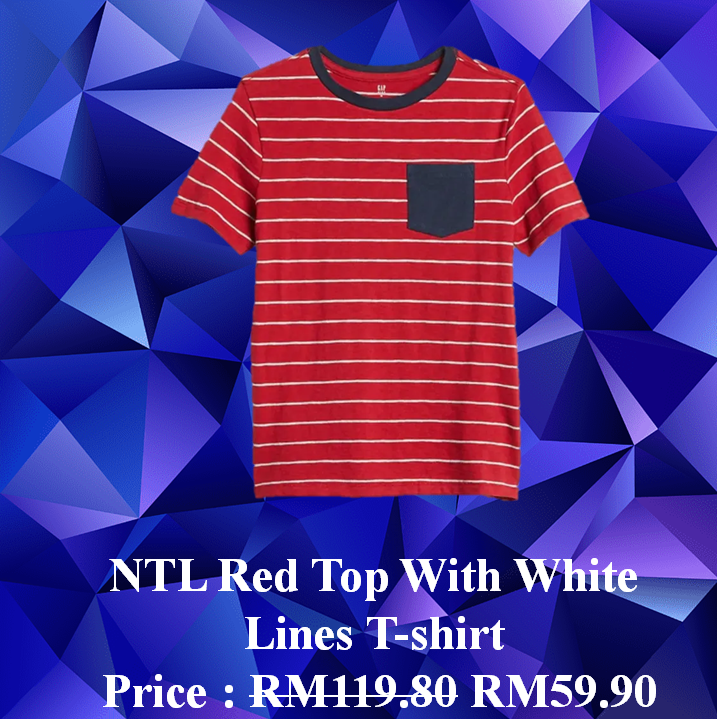 NTL Red Top with White Lines T-Shirt